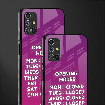 opening hours pink edition glass case for samsung galaxy m51 image-2