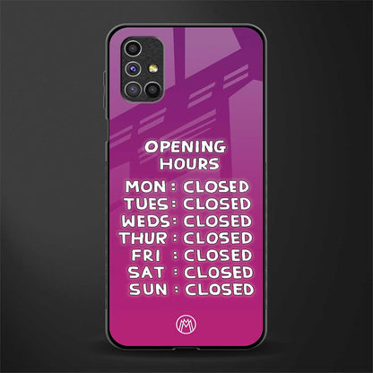opening hours pink edition glass case for samsung galaxy m31s image