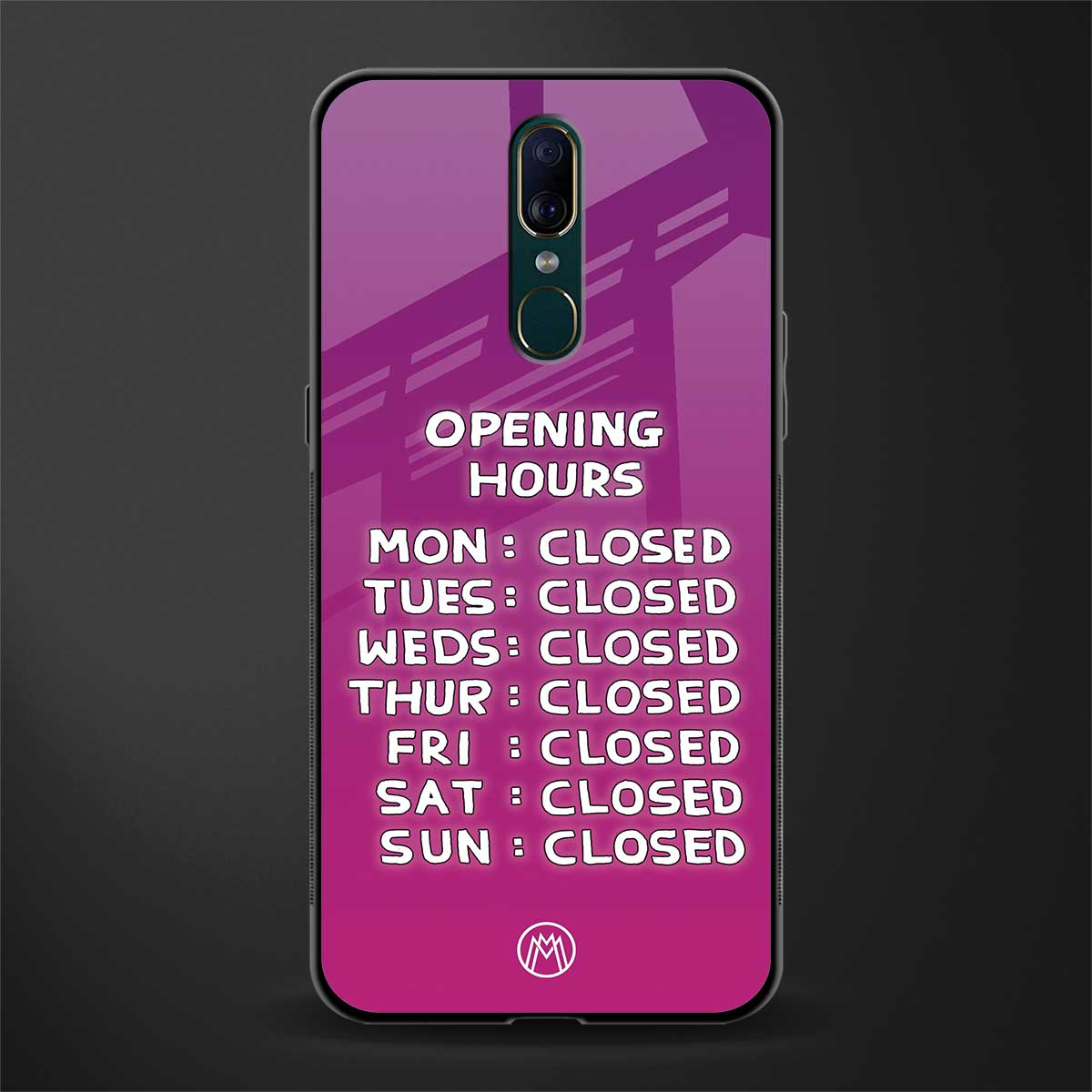 opening hours pink edition glass case for oppo a9 image