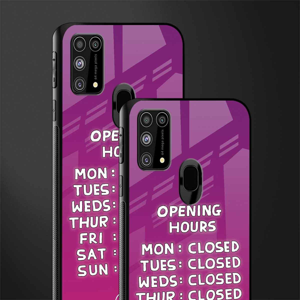 opening hours pink edition glass case for samsung galaxy f41 image-2