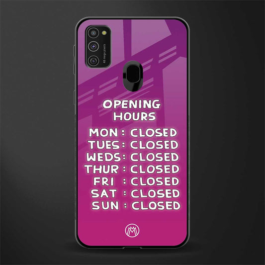 opening hours pink edition glass case for samsung galaxy m21 image