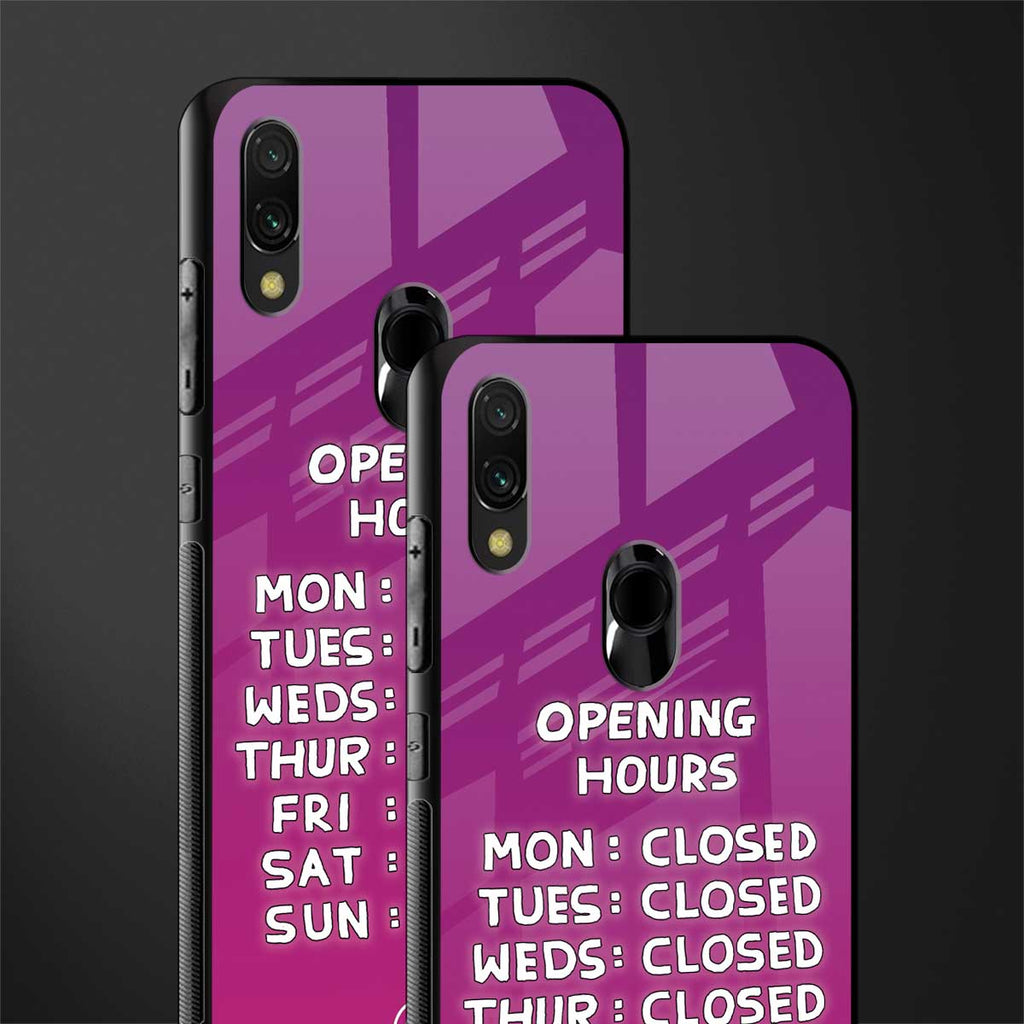 opening hours pink edition glass case for redmi note 7 pro image-2