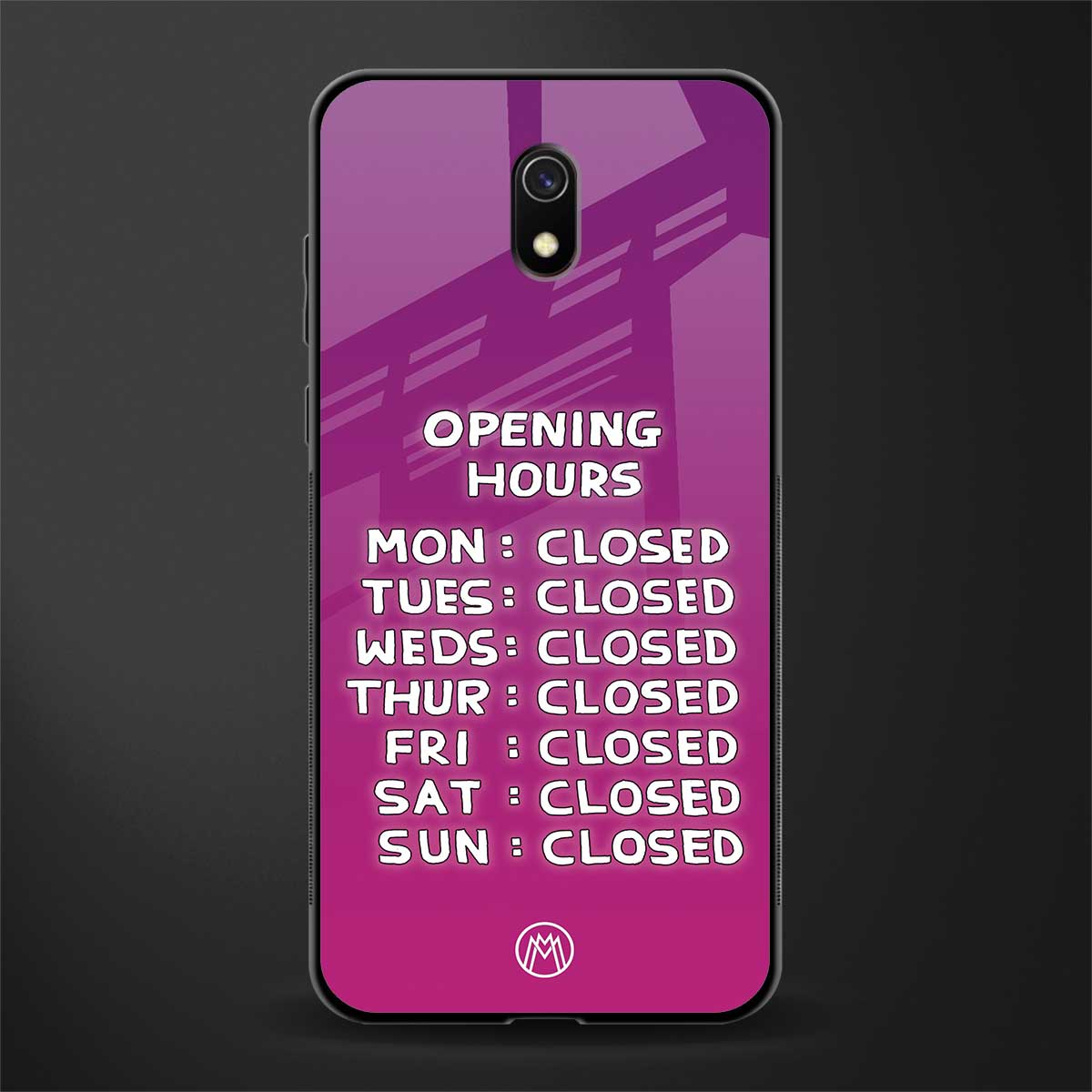 opening hours pink edition glass case for redmi 8a image