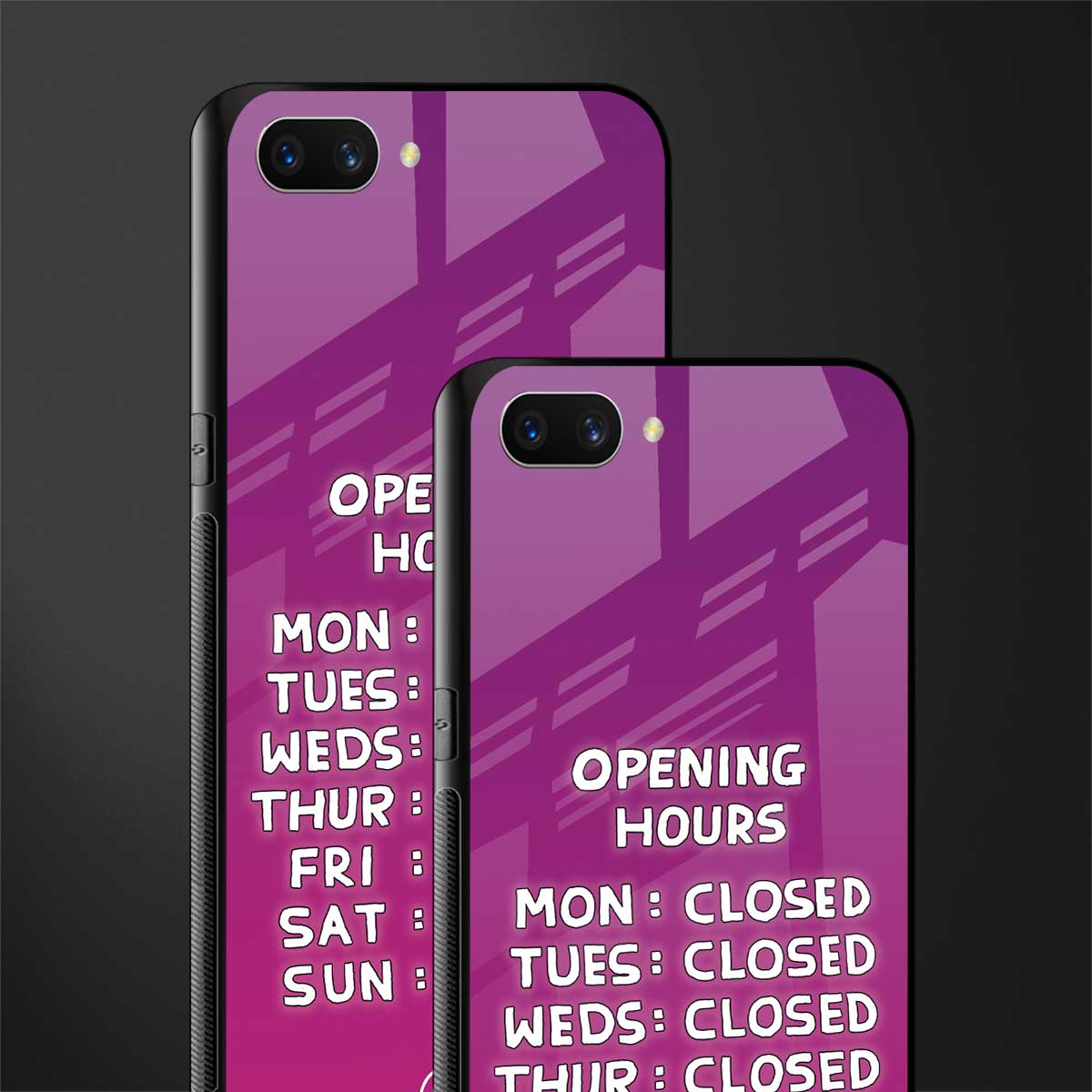 opening hours pink edition glass case for oppo a3s image-2