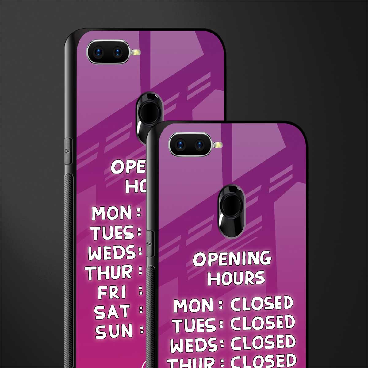 opening hours pink edition glass case for oppo a7 image-2