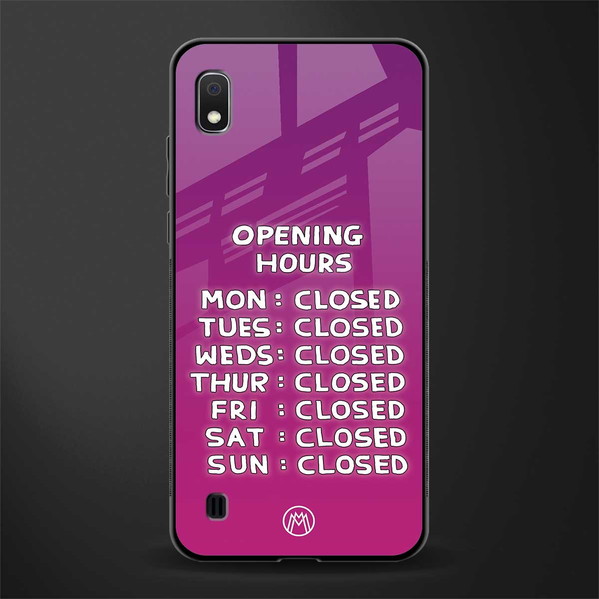 opening hours pink edition glass case for samsung galaxy a10 image