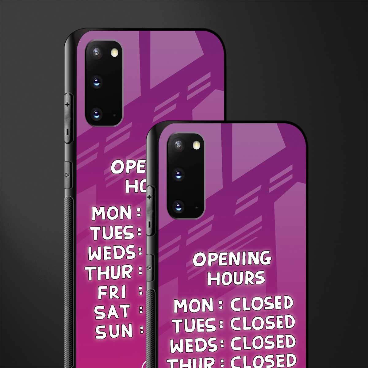 opening hours pink edition glass case for samsung galaxy s20 image-2
