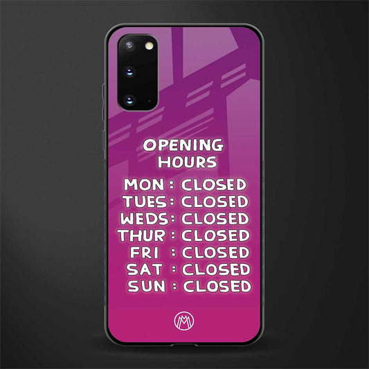 opening hours pink edition glass case for samsung galaxy s20 image