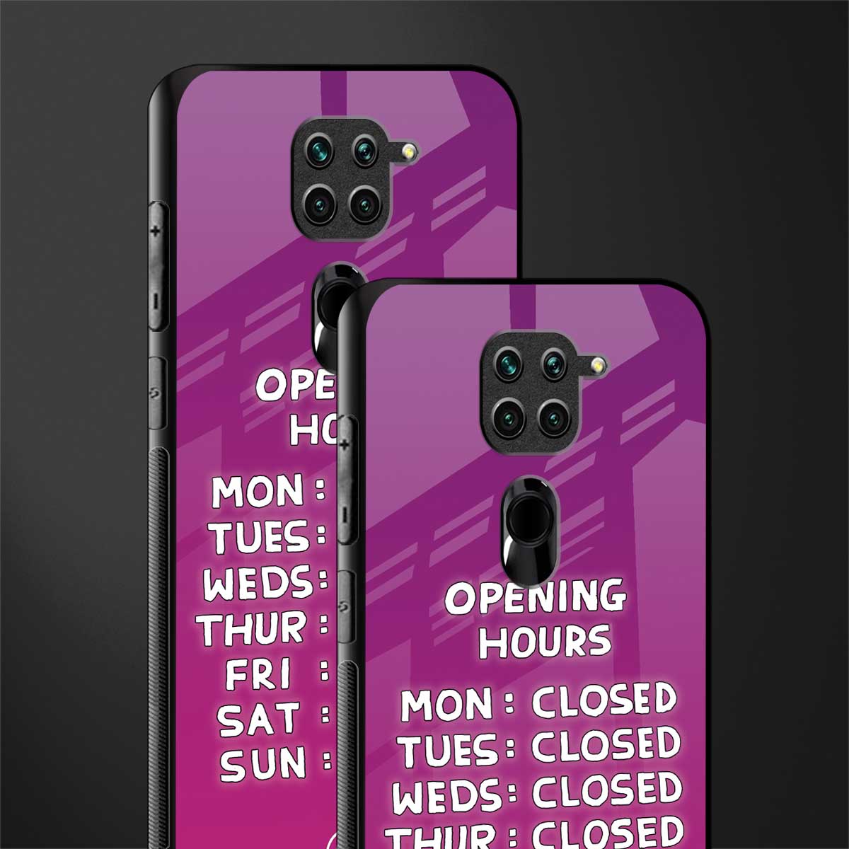 opening hours pink edition glass case for redmi note 9 image-2