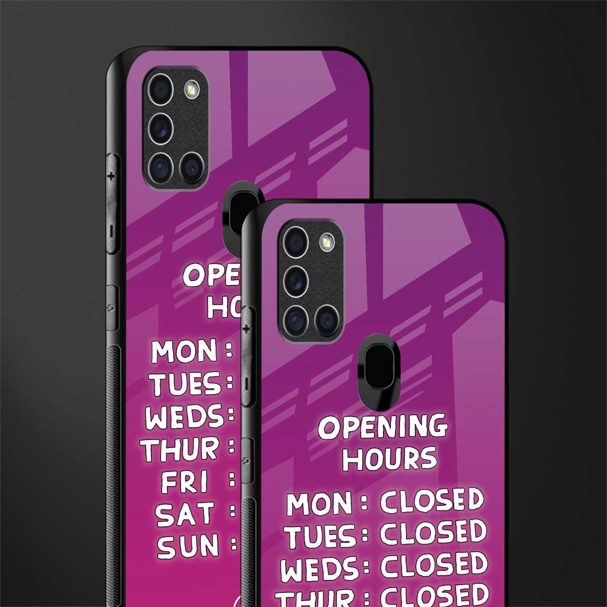 opening hours pink edition glass case for samsung galaxy a21s image-2