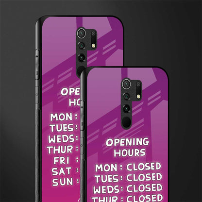 opening hours pink edition glass case for redmi 9 prime image-2