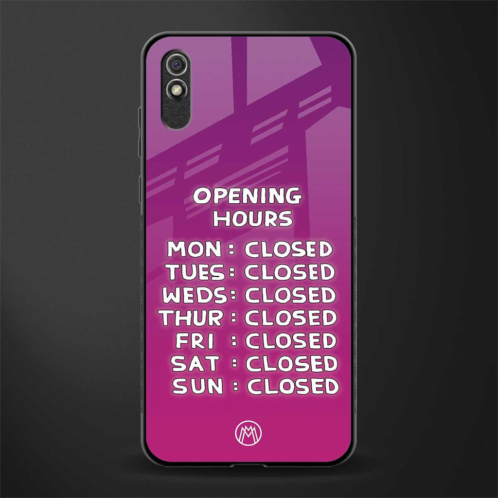 opening hours pink edition glass case for redmi 9a image