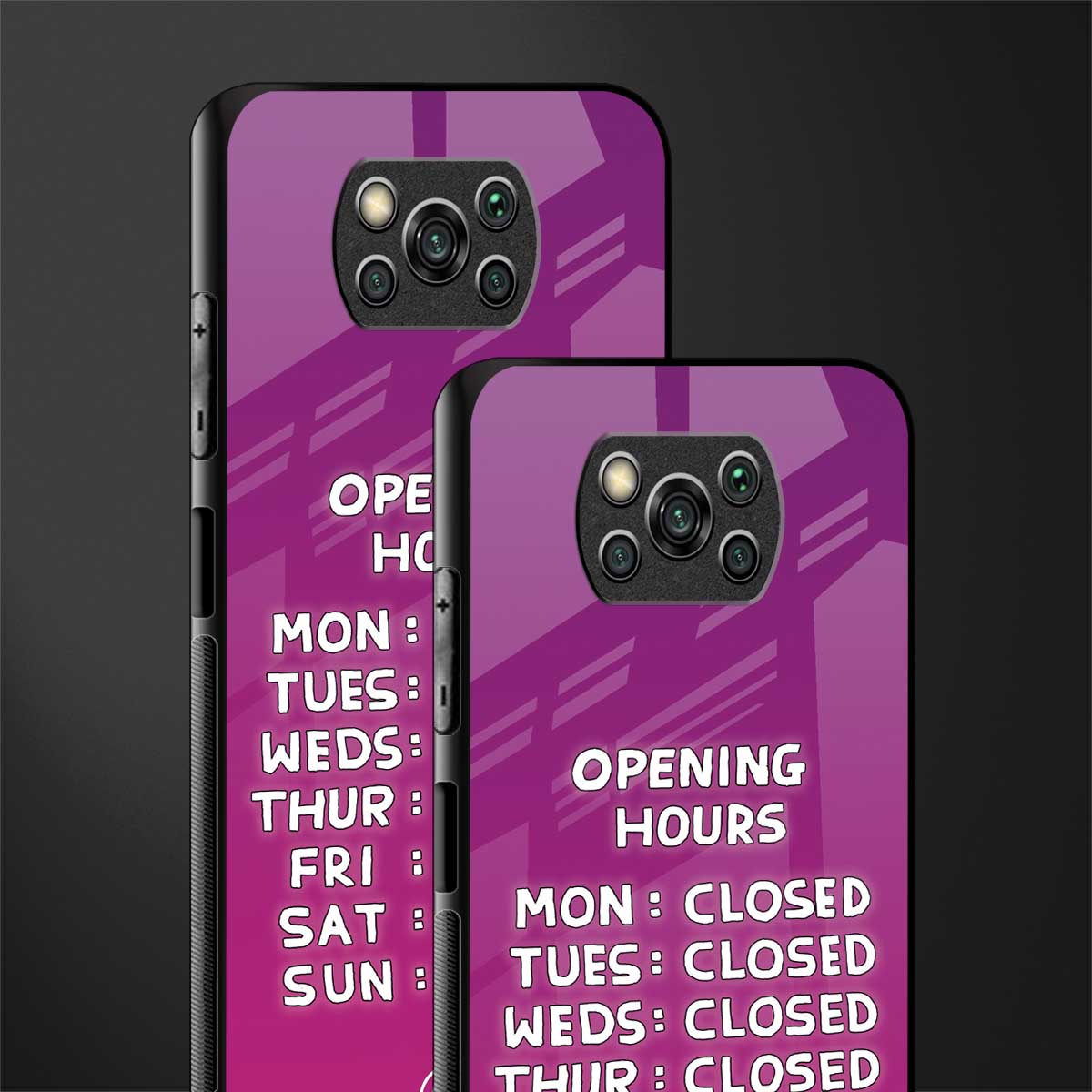 opening hours pink edition glass case for poco x3 image-2