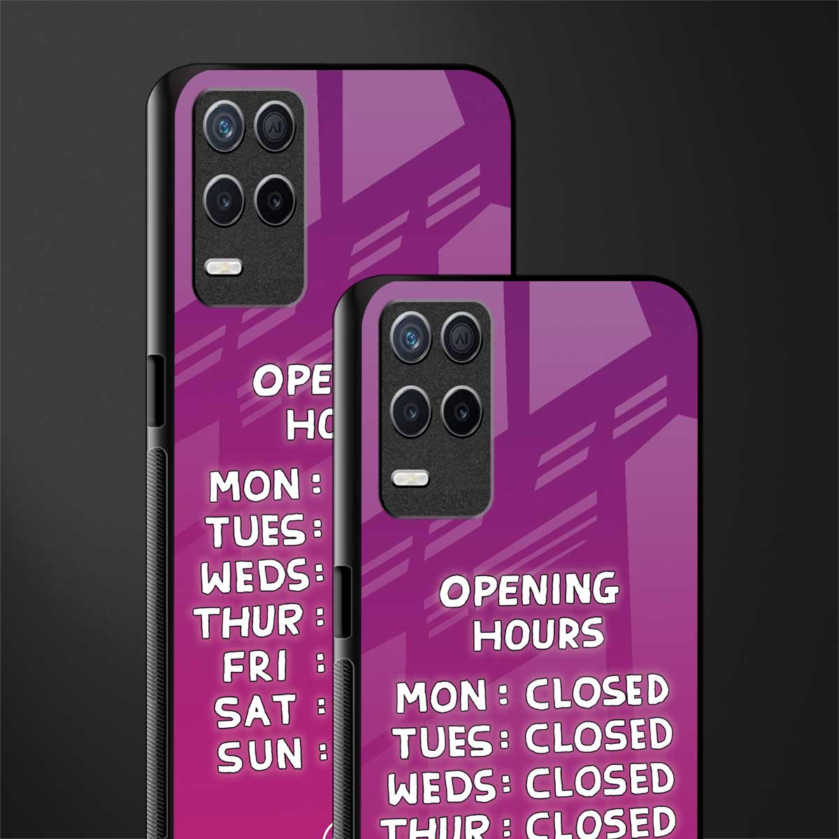 opening hours pink edition glass case for realme 8 5g image-2