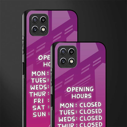 opening hours pink edition glass case for samsung galaxy a22 5g image-2
