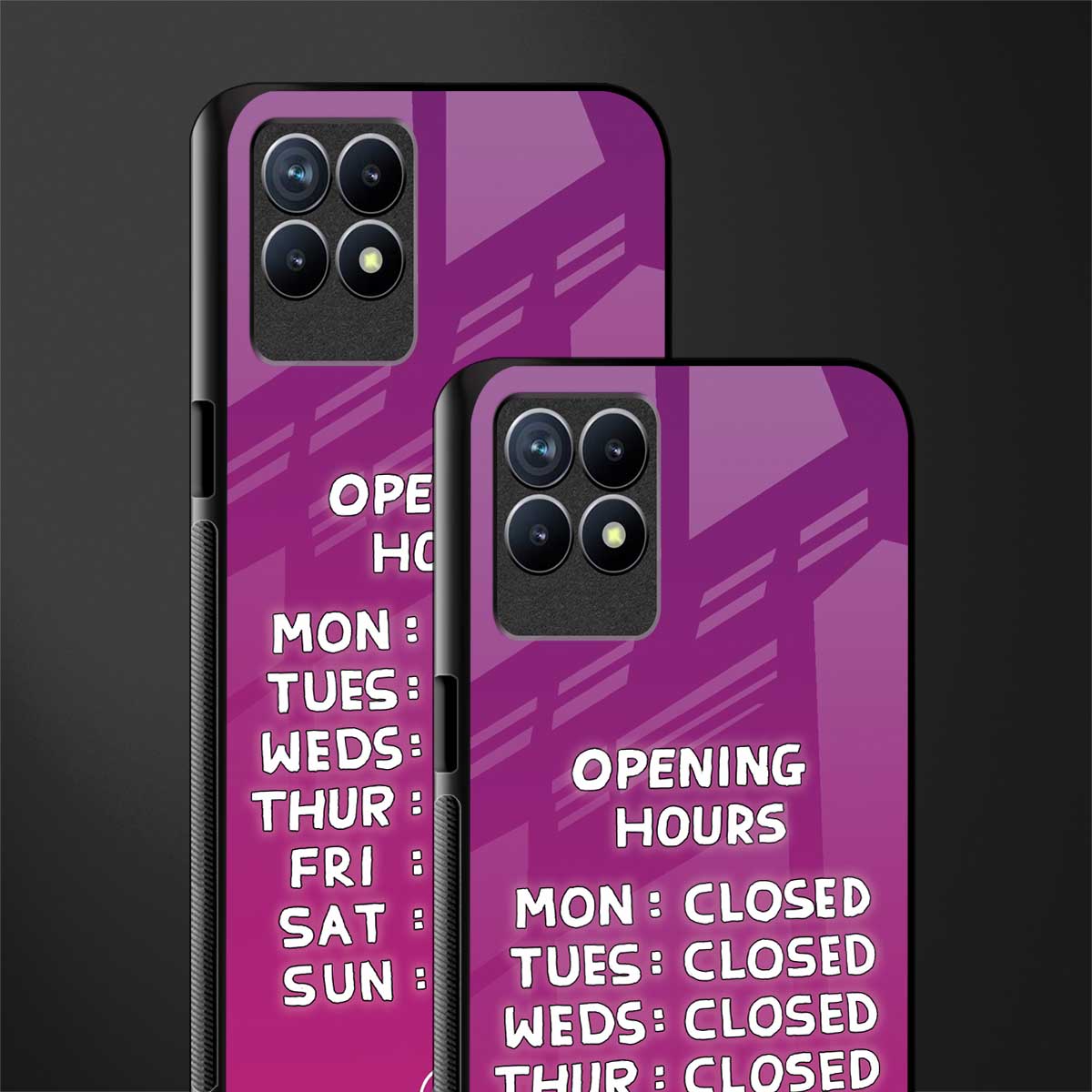opening hours pink edition glass case for realme 8i image-2