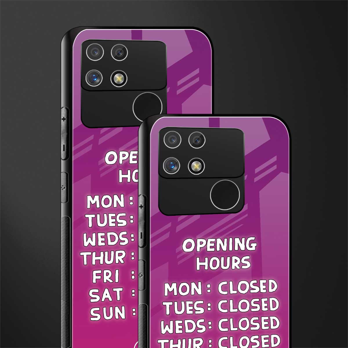 opening hours pink edition back phone cover | glass case for realme narzo 50a