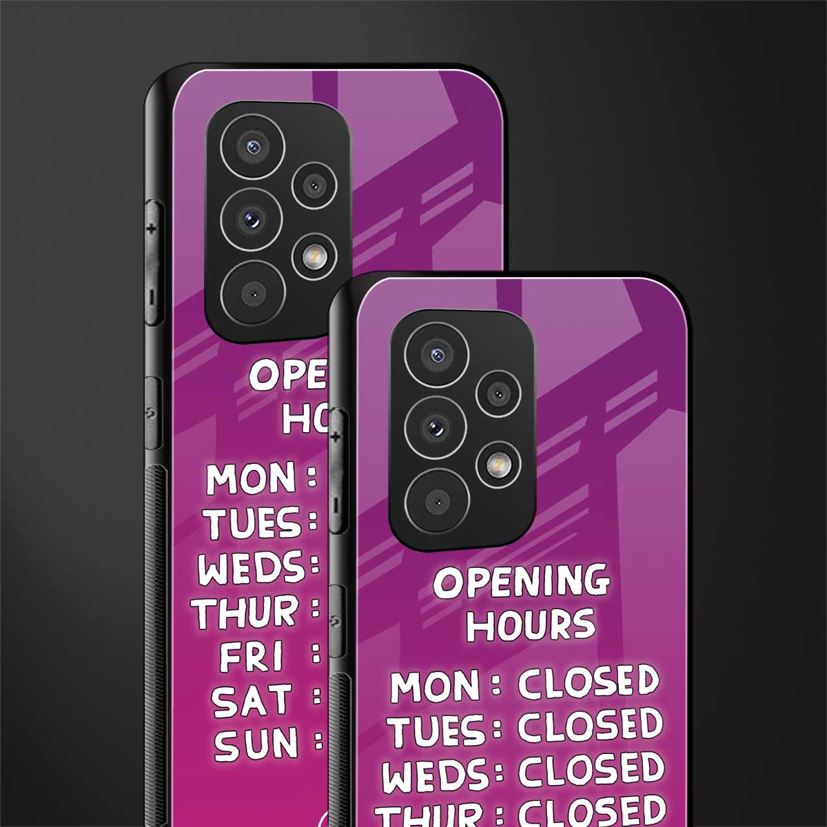 opening hours pink edition back phone cover | glass case for samsung galaxy a23