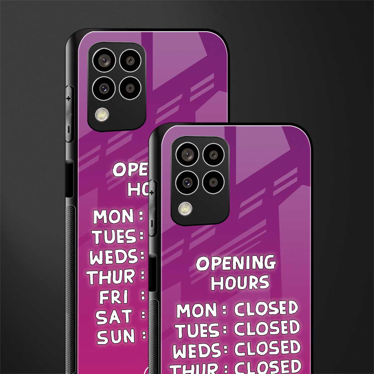 opening hours pink edition back phone cover | glass case for samsung galaxy m33 5g