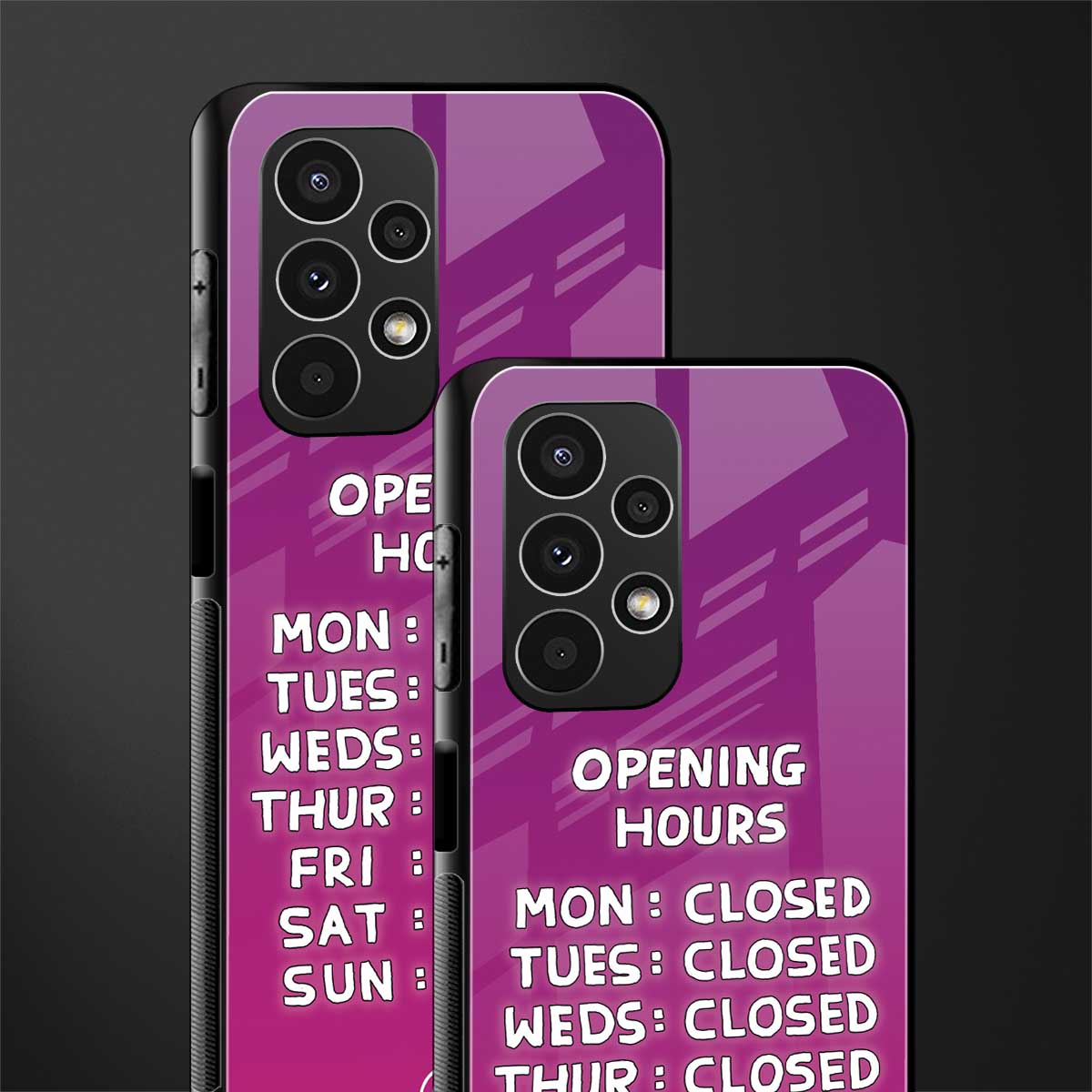 opening hours pink edition back phone cover | glass case for samsung galaxy a13 4g