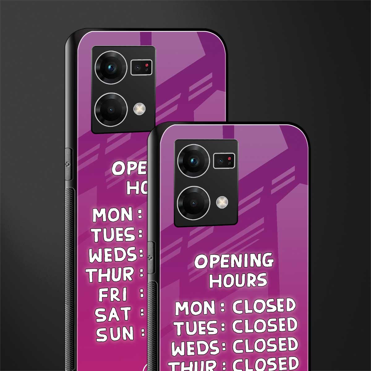 opening hours pink edition back phone cover | glass case for oppo f21 pro 4g