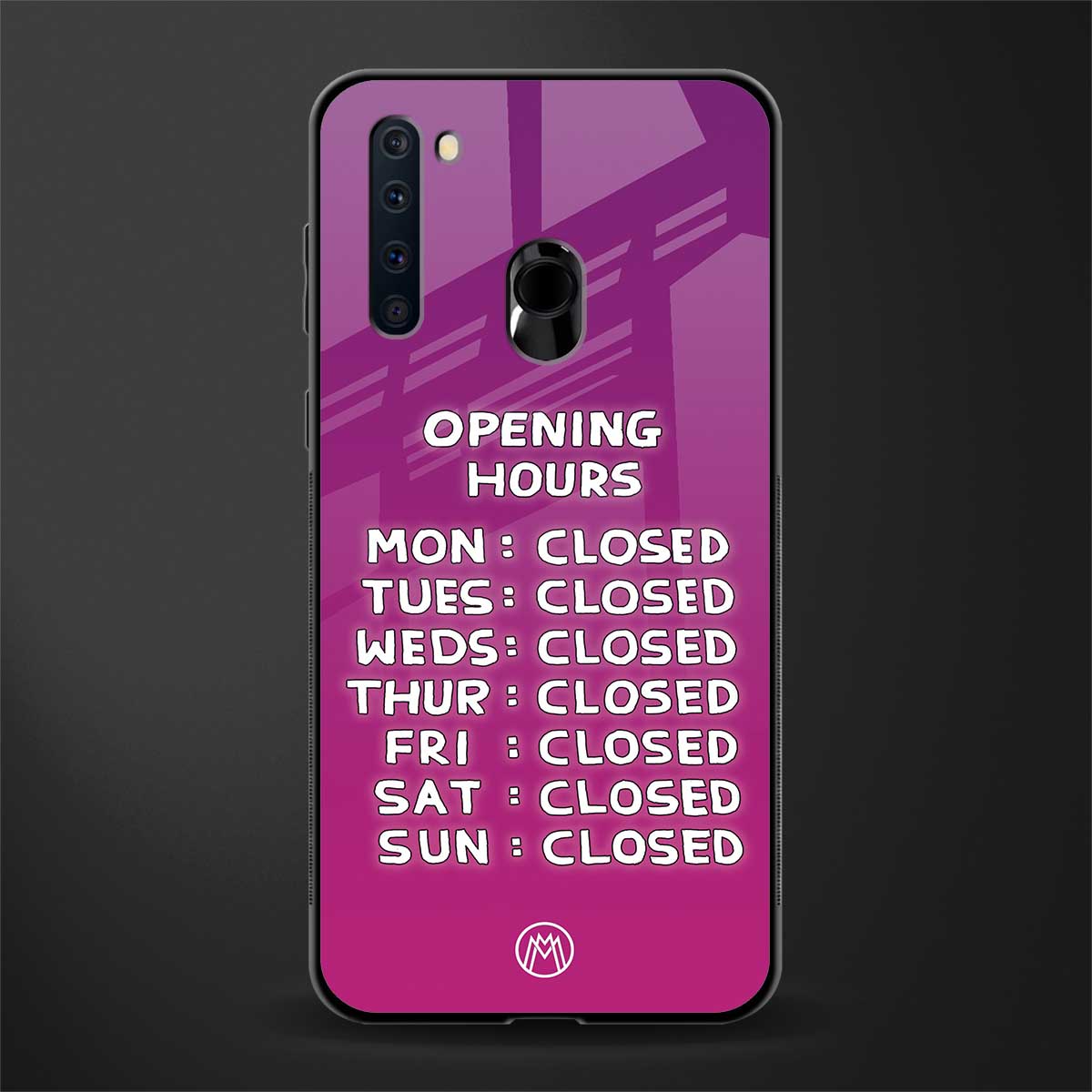 opening hours pink edition glass case for samsung a21 image