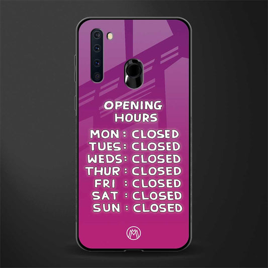 opening hours pink edition glass case for samsung a21 image