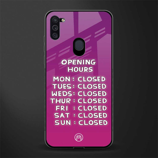 opening hours pink edition glass case for samsung galaxy m11 image