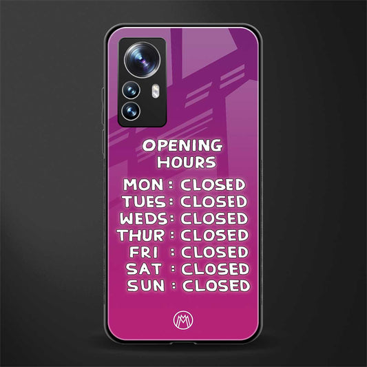 opening hours pink edition back phone cover | glass case for xiaomi 12 pro