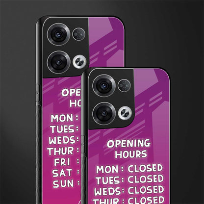 opening hours pink edition back phone cover | glass case for oppo reno 8