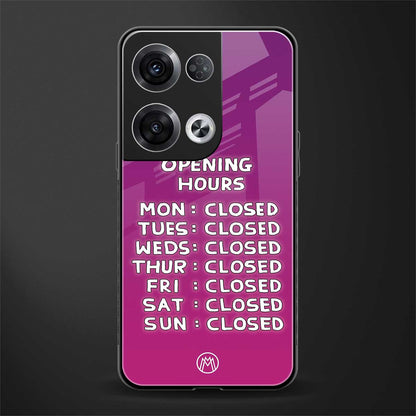 opening hours pink edition back phone cover | glass case for oppo reno 8