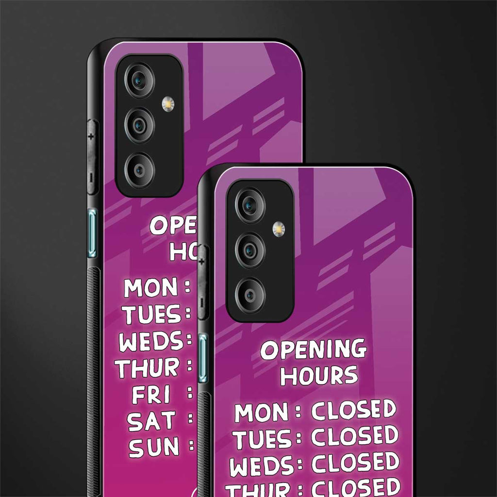 opening hours pink edition back phone cover | glass case for samsung galaxy f23 5g