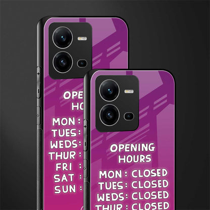 opening hours pink edition back phone cover | glass case for vivo v25-5g