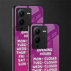 opening hours pink edition back phone cover | glass case for vivo v25 pro 5g