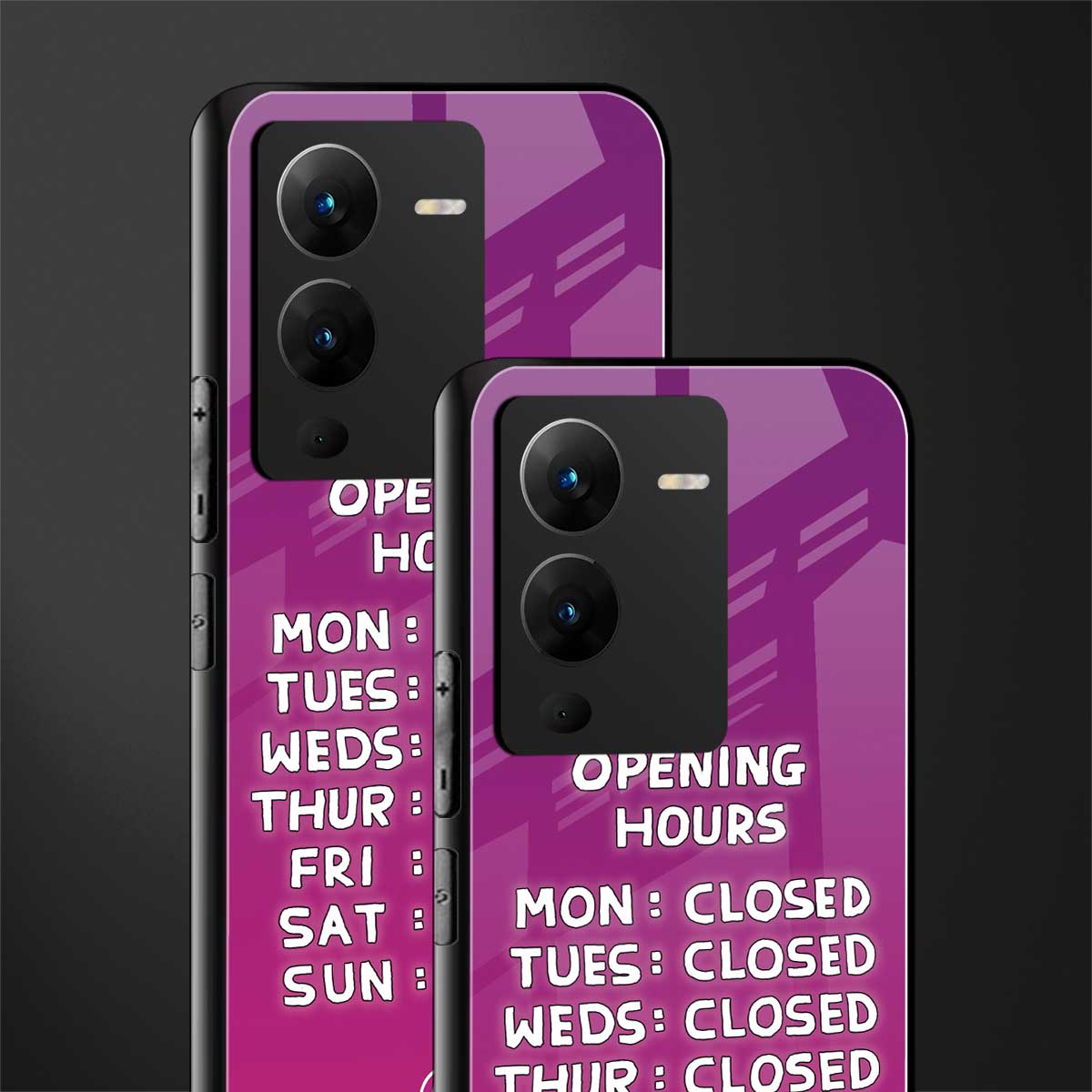 opening hours pink edition back phone cover | glass case for vivo v25 pro 5g