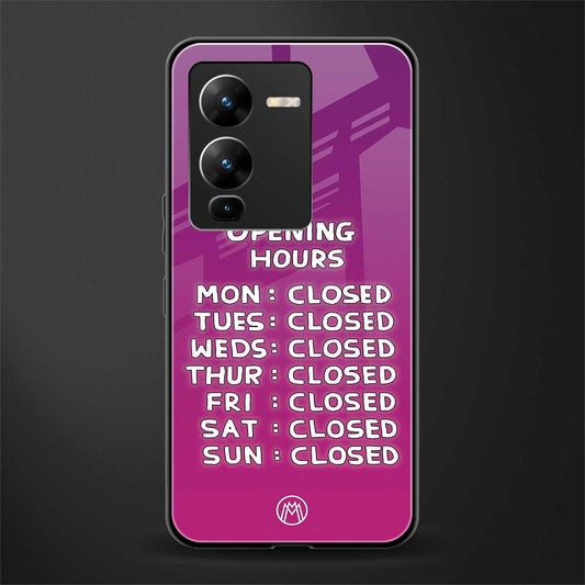 opening hours pink edition back phone cover | glass case for vivo v25 pro 5g