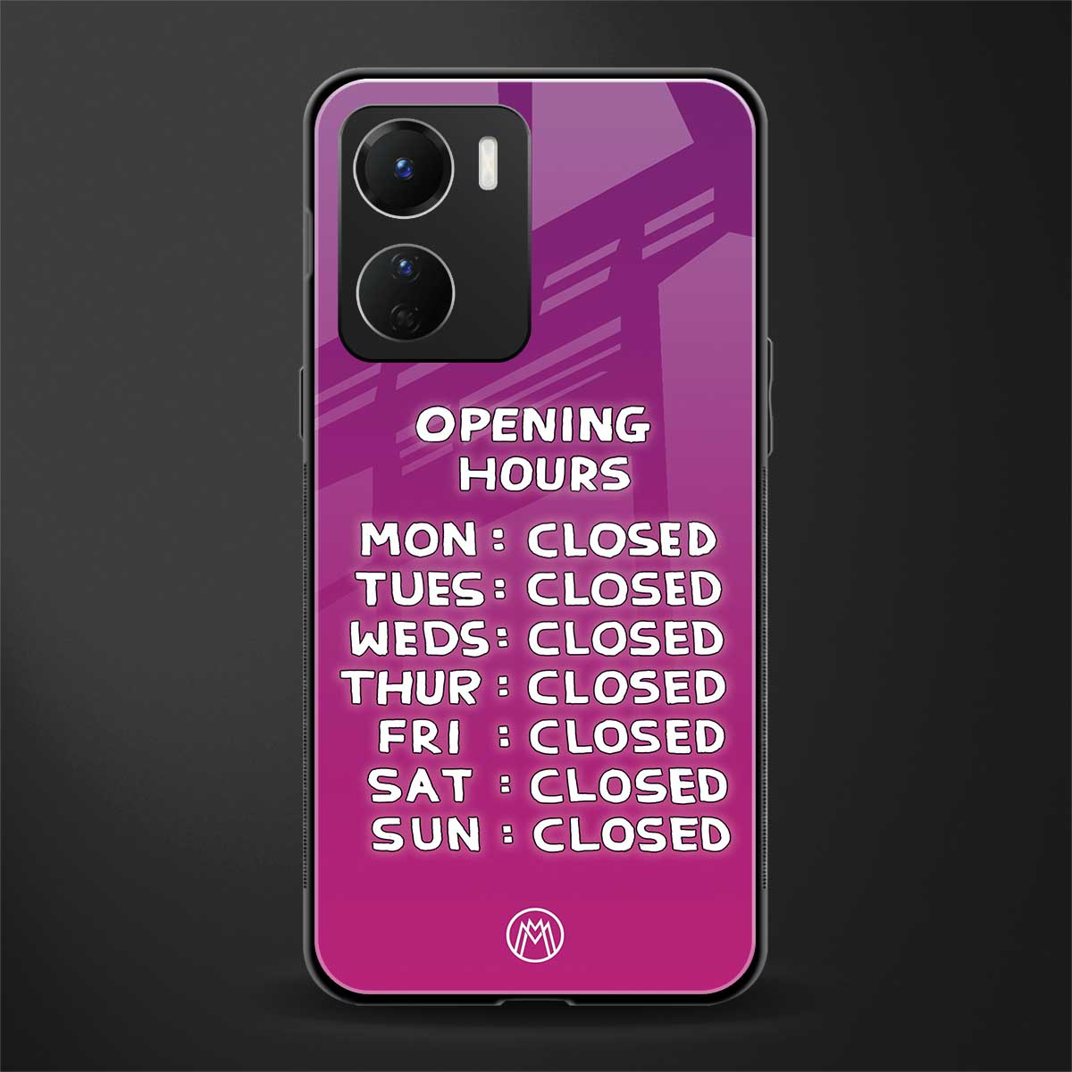 opening hours pink edition back phone cover | glass case for vivo y16