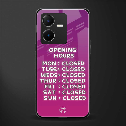 opening hours pink edition back phone cover | glass case for vivo y22