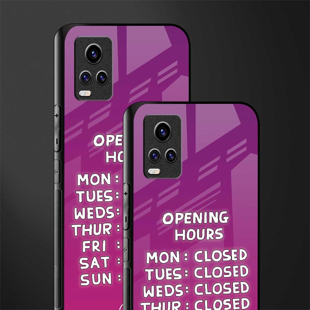 opening hours pink edition back phone cover | glass case for vivo v21e 4g