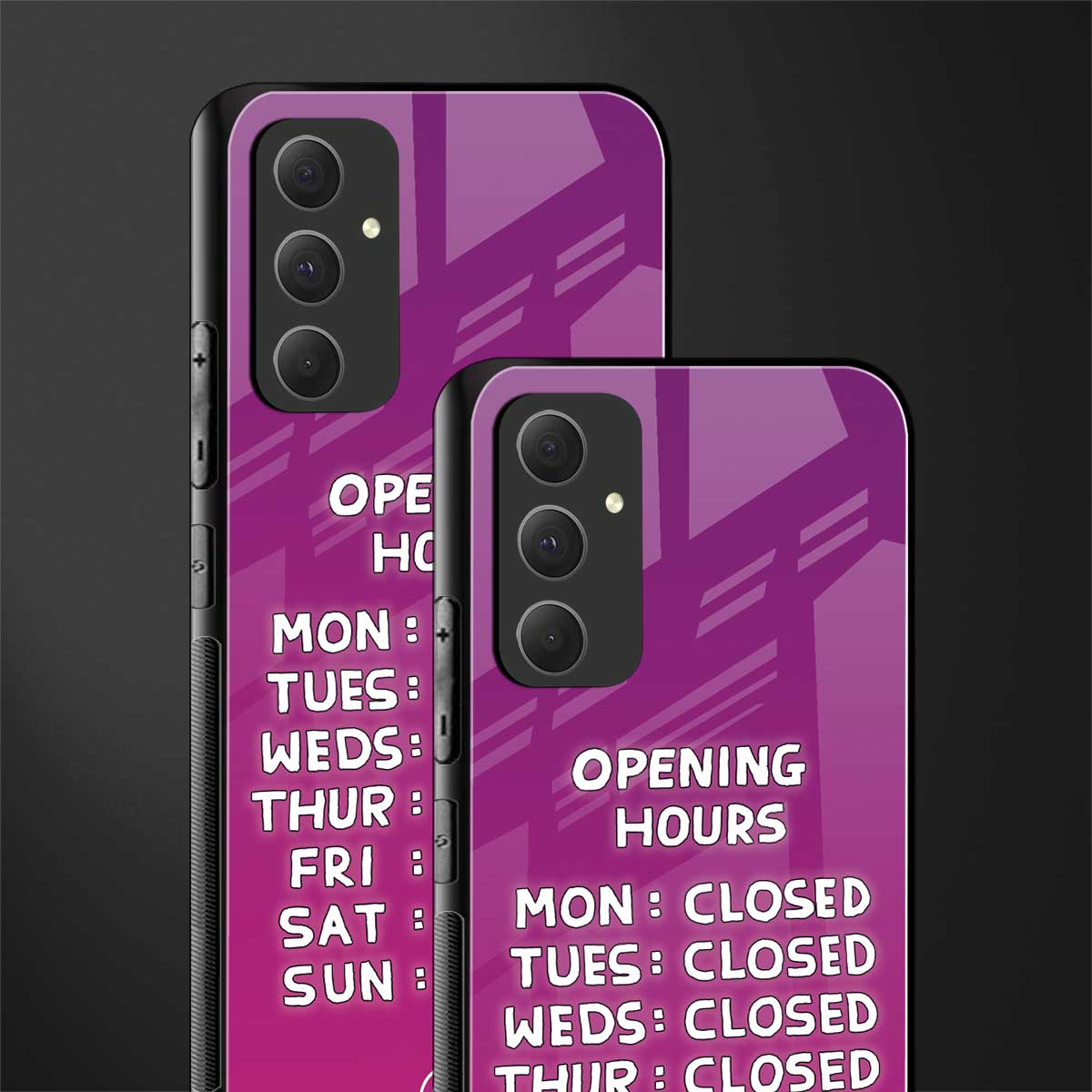 opening hours pink edition back phone cover | glass case for samsung galaxy a54 5g
