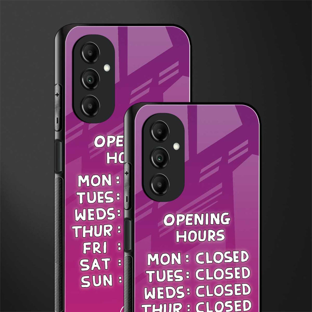 opening hours pink edition back phone cover | glass case for samsung galaxy a14 5g