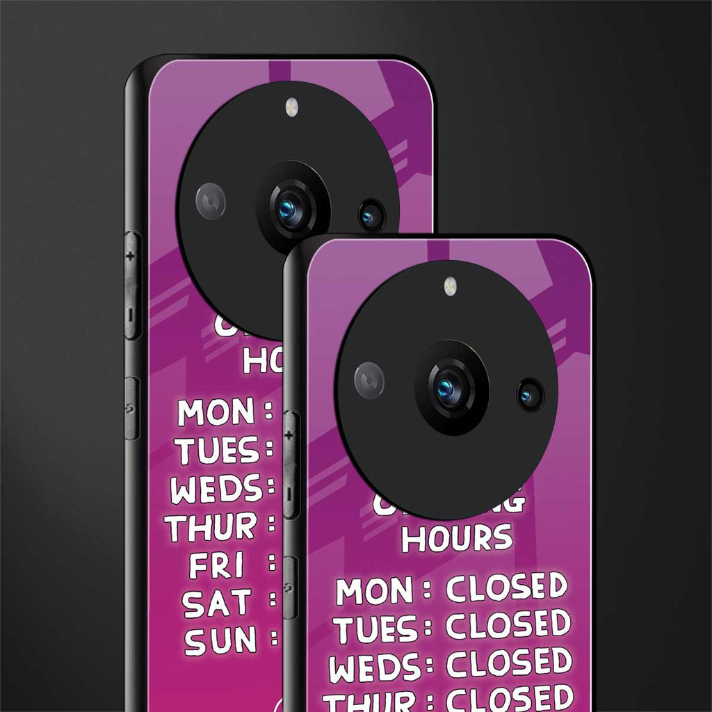 opening hours pink edition back phone cover | glass case for realme 11 pro 5g