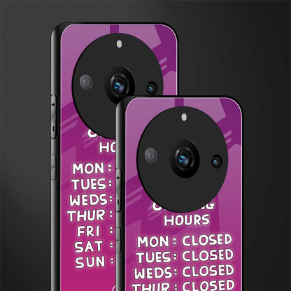 opening hours pink edition back phone cover | glass case for realme 11 pro 5g