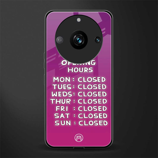 opening hours pink edition back phone cover | glass case for realme 11 pro 5g