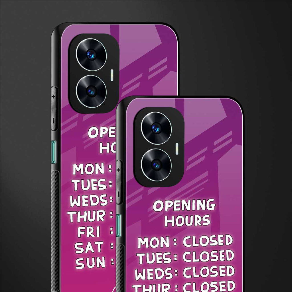 opening hours pink edition back phone cover | glass case for realme c55