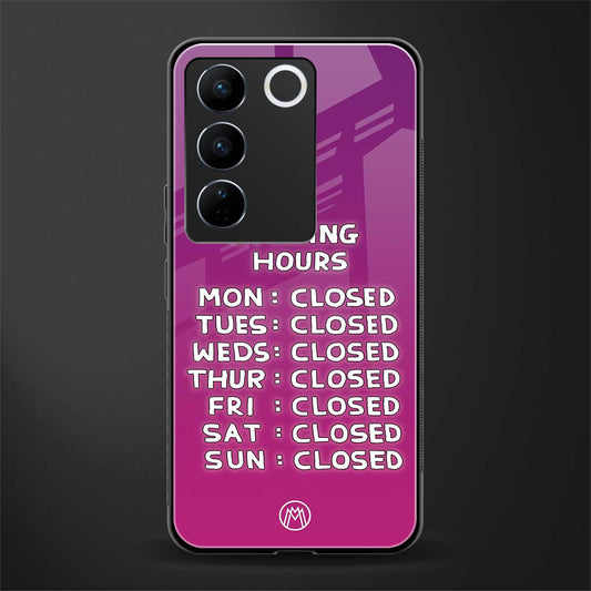 opening hours pink edition back phone cover | glass case for vivo v27 pro 5g