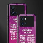 opening hours pink edition back phone cover | glass case for iQOO 9 Pro