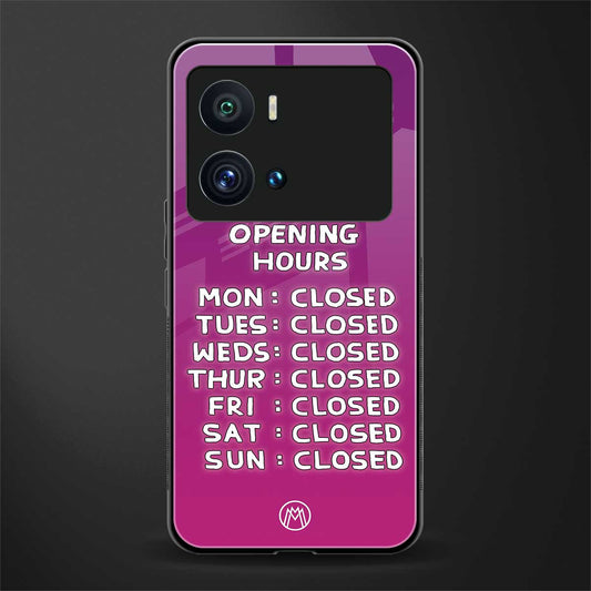 opening hours pink edition back phone cover | glass case for iQOO 9 Pro