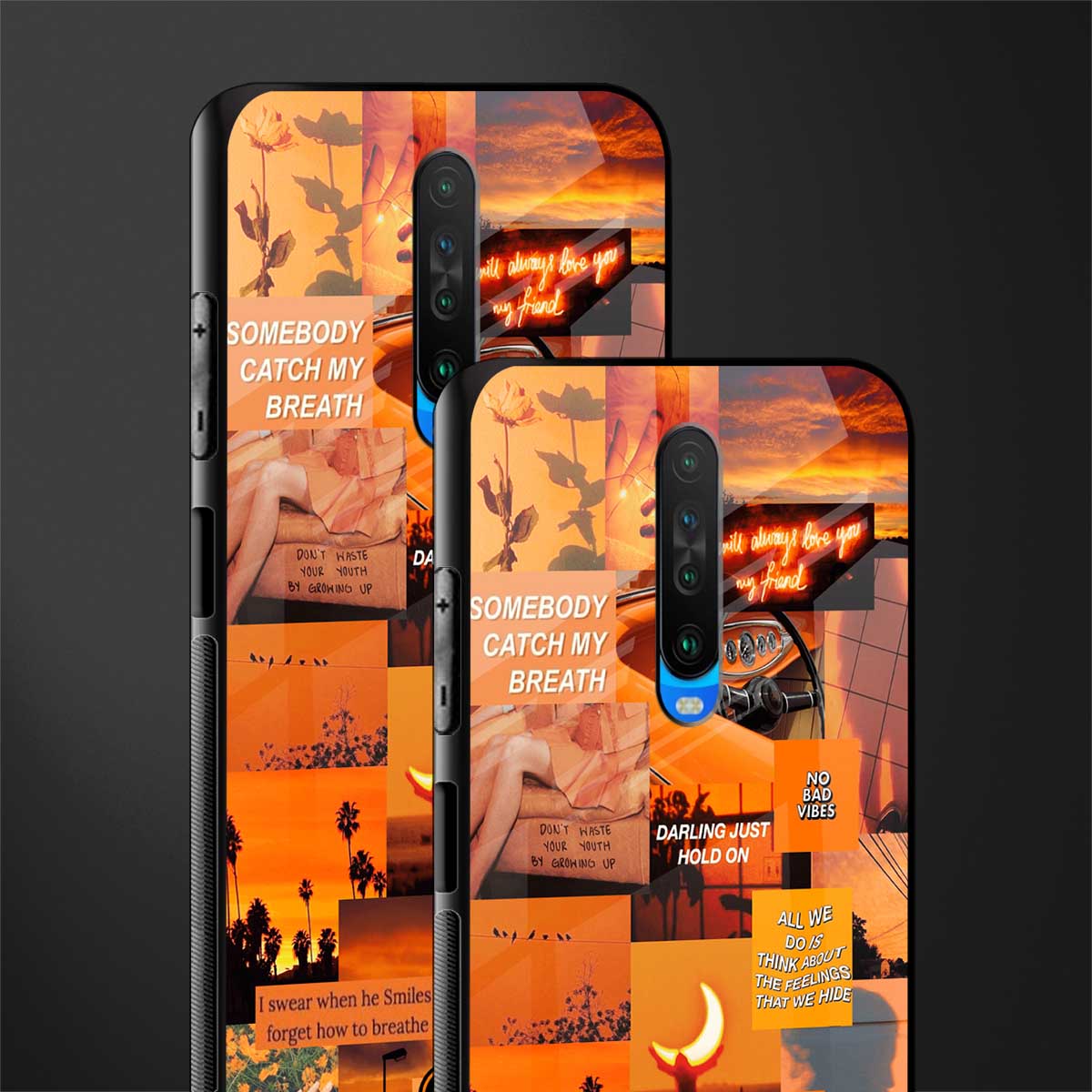 orange aesthetic glass case for poco x2 image-2