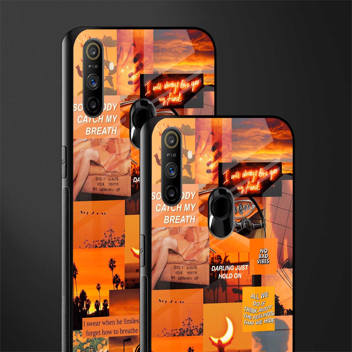 orange aesthetic glass case for realme narzo 10a image-2